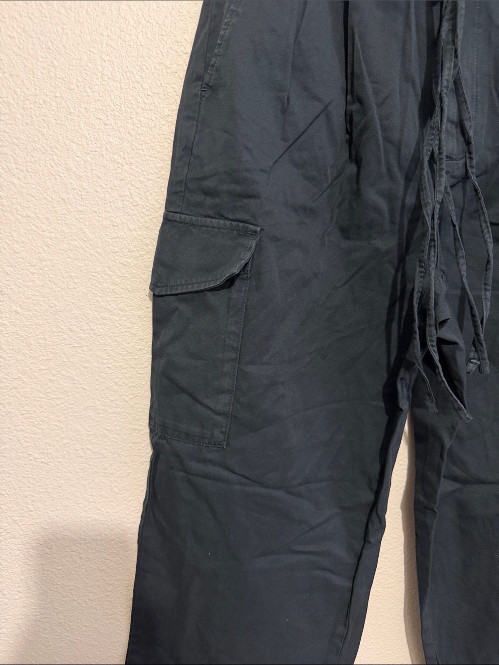 GAP High Rise Pleated Cargo Trousers 100% Cotton Moonless Night Utility - Picture 4 of 8